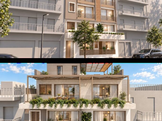 Daytime facade views of Vitsi 37 furnished apartments in Thessaloniki