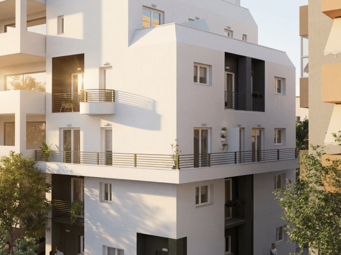 Paragon II N621 apartment building in Gazi, Athens, architectural facade rendering